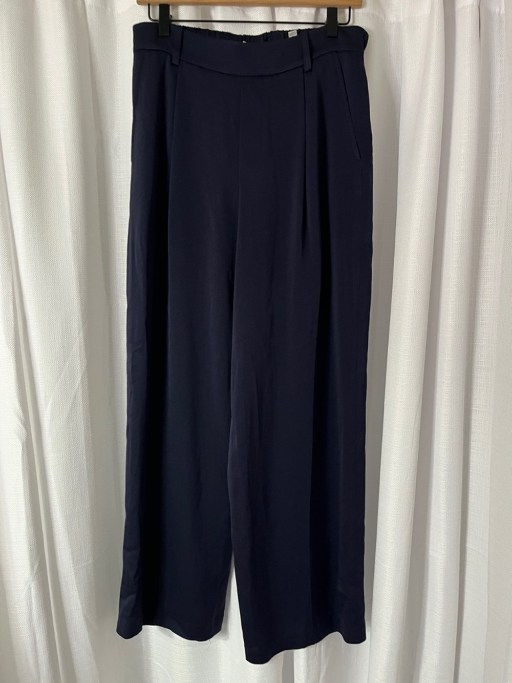 Vince Navy Wide Leg Pull On Dress Pants